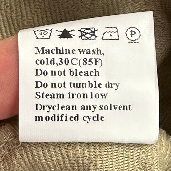 V582 Women’s 2 Way Button Up Cowl Neck or Collared Long Sleeve Sz M Tan Pullover - Picture 14 of 15